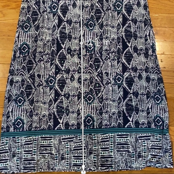 Maxi skirt! Tribal pattern blue and green wide waist - Picture 6 of 8